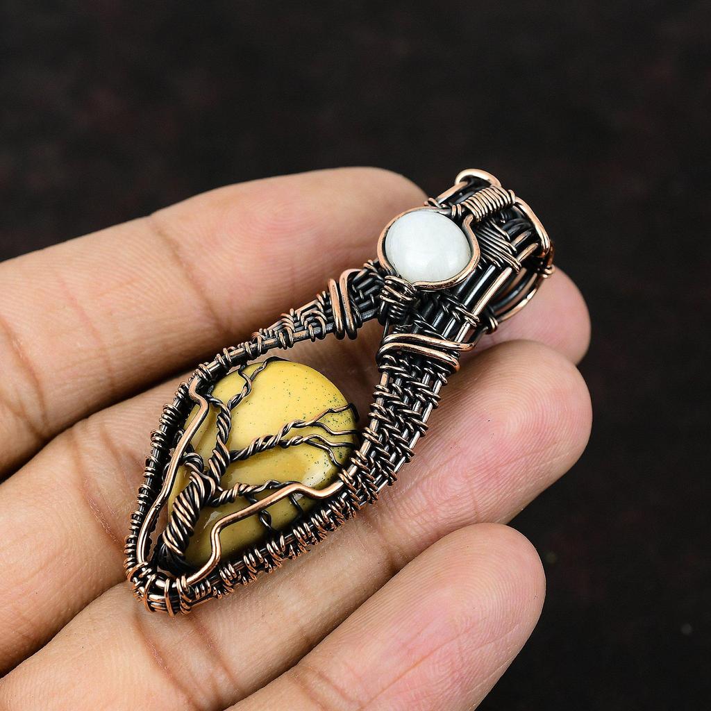Tree Of Life Mookaite Gemstone Copper Pendant Copper Wire Wrapped Jewelry Rainbow Moonstone Gemstone Handmade Pendant For Her Gift For Mom