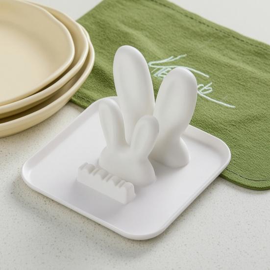 Pot Lid Organizer, with Drain Tray Double-Layer Card Slot, Cute Bunny Ears Shape Organizer, for Kitchen Pot Lids And Spatulas