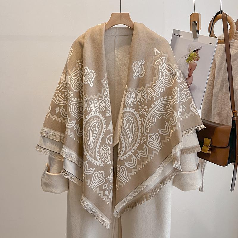 

Luxury Women S Cashmere Scarf - Winter Warm Tasseled Striped Printed Pashmina Shawl, Foulard & Poncho