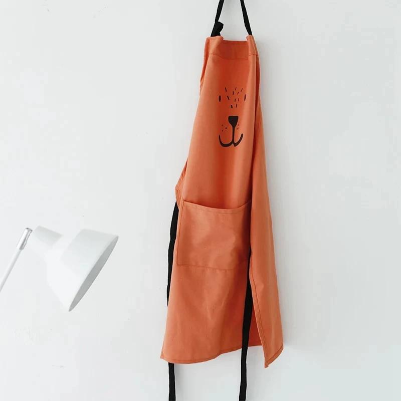 Cartoon Bear Kids Adult Aprons Woman Kitchen Apron BBQ Bib Baking Parent Child Painting Interest Class Apron Home Cleaning Tools
