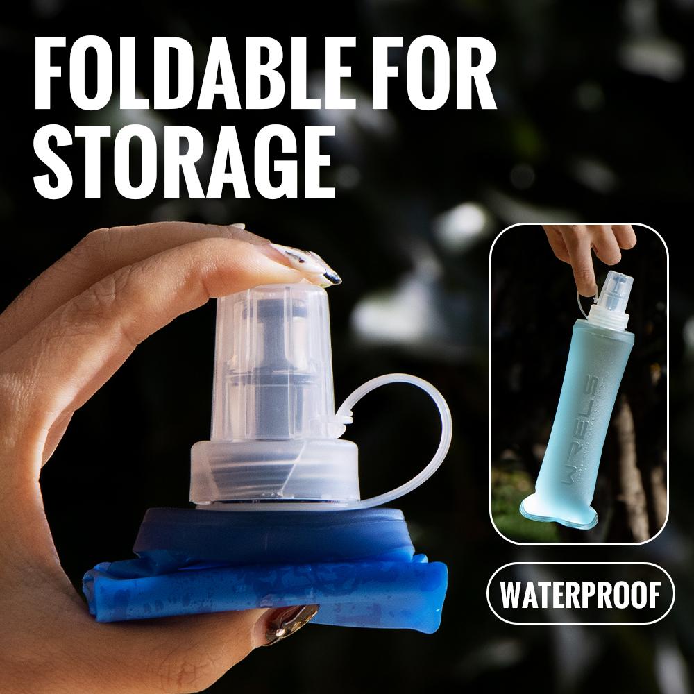 WRELS Running Water Bottle Soft Flask Folding Collapsible Water Bottle TPU BPA-Free Camping Hiking Travel Folding Water Bottle