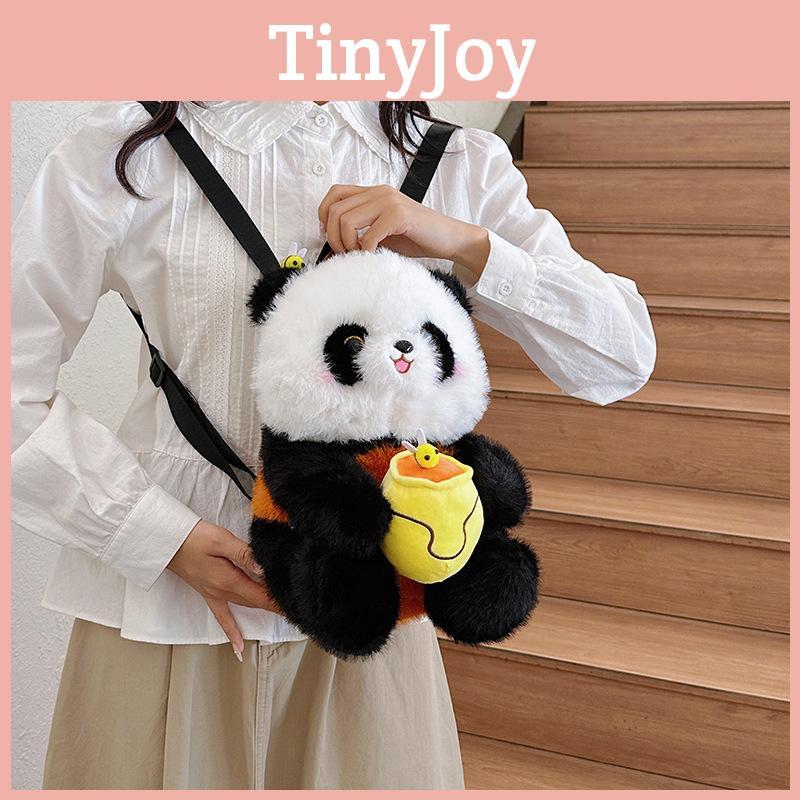 Cute Panda Plush Handheld Avocado Mahjong Gourd Design Backpack Children