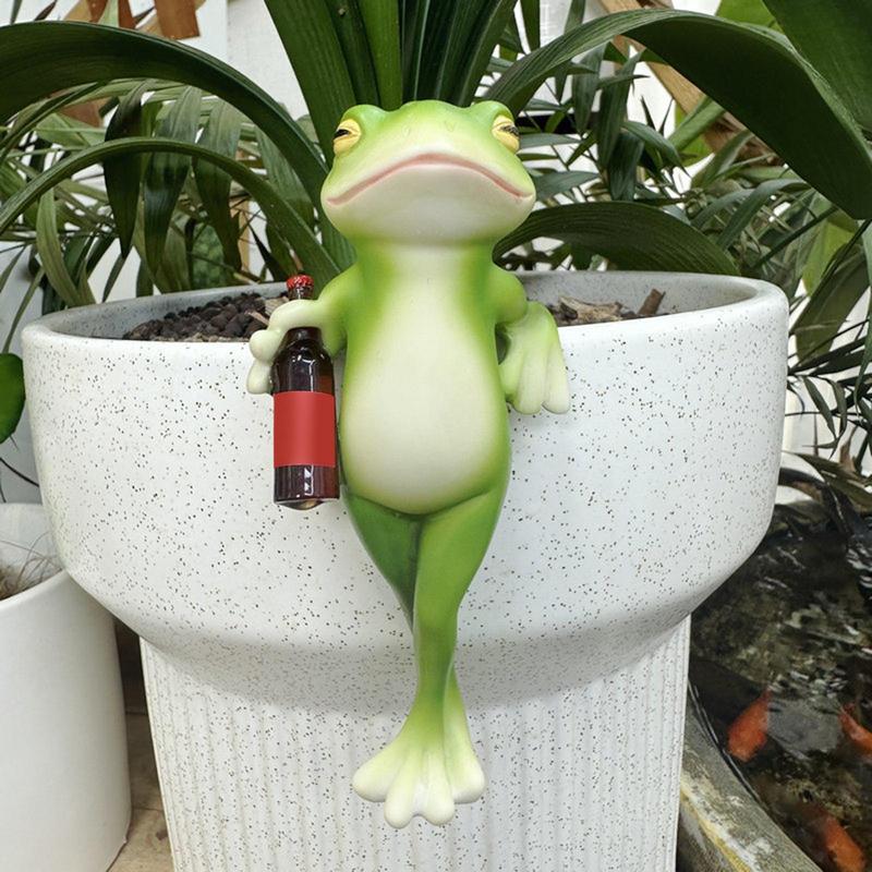 1pc Frog Ornament Resin Decorative Cartoon Animal Hand-Painted Sitting Lying Down Standing Frog Figurines Garden Home Decor