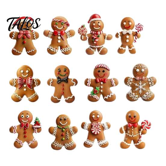 Christmas Gift Wrapping Accessories Gingerbread Man Wooden Ornaments, Cute Xmas Tree Fireplace Ornament Set Hanging Decoration for Holiday Party