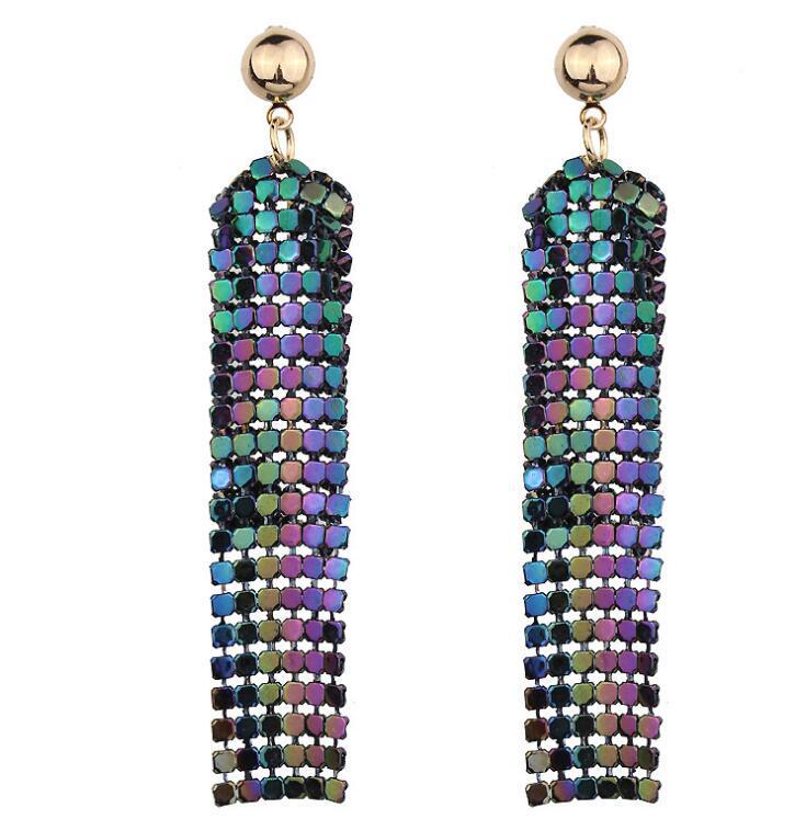 Korean Trendy Metal Sequin Goddess Dangle Earrings - Versatile Fashion Accessories
