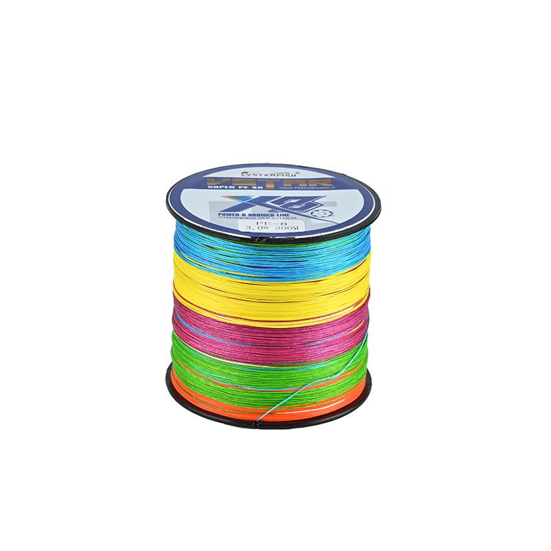 10lb-100lb Starke Leuchtende 0,12 PE Angelschnur 300M PE Lange Schnur Angeln Mehrfarbig Geflochtene Angelschnur