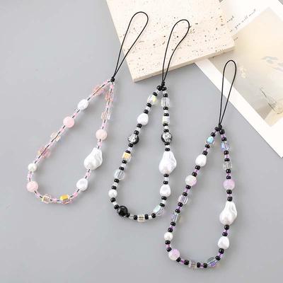 Simples Alien Pérola Estrela Charmosa Alça de Pulso Cordão para Celular Joia para Mulheres Moderna Amor Pérola Laço Contas Corrente para Celular Cordão