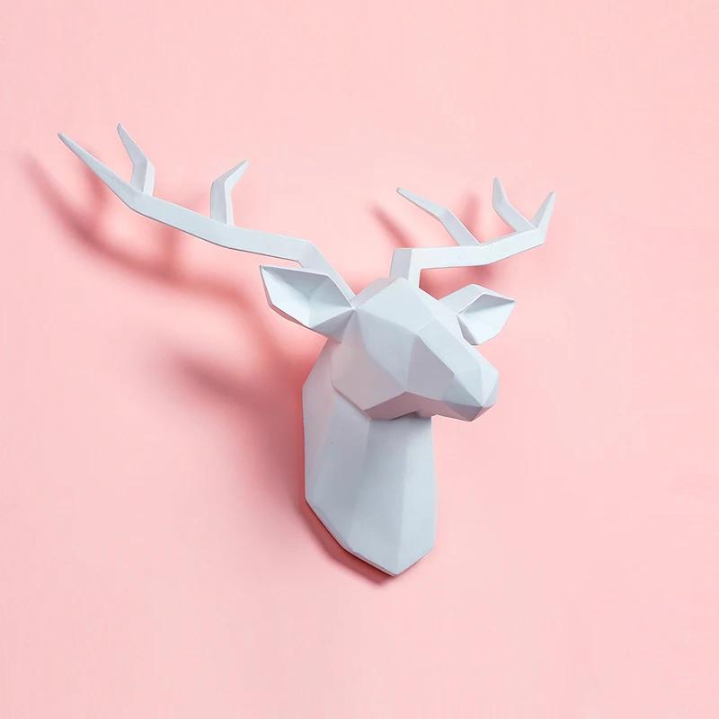 Home Decor Decorative Resin Elk Head Deer Head Wall Mount Animal Holder Wall Hanger Statue Animal Shapedat Hook Hanging Rack