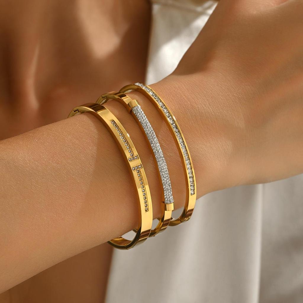 Nicht verblassendes vergoldetes Titanstahl-Armband für Damen - Exquisiter europäischer und amerikanischer Stil