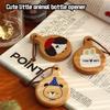 Cartoon Solid Wood Bottle Openers Magnetic with Round Handle Beer Cap Catche Refrigerator Sticker Bar