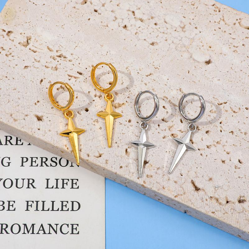 Kpop Demon Hunters Jinu Cross Stars Dangle Earrings For Men Women Metal Earring Cosplay Jewelry Accessories Gifts