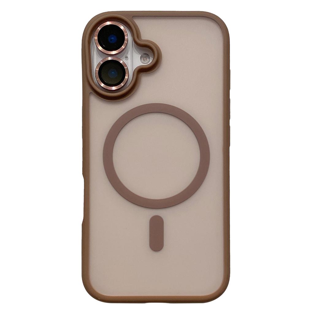 For iPhone 16 Case Compatible with MagSafe TPU+PC Phone Cover with Lens Film - Desert Gold