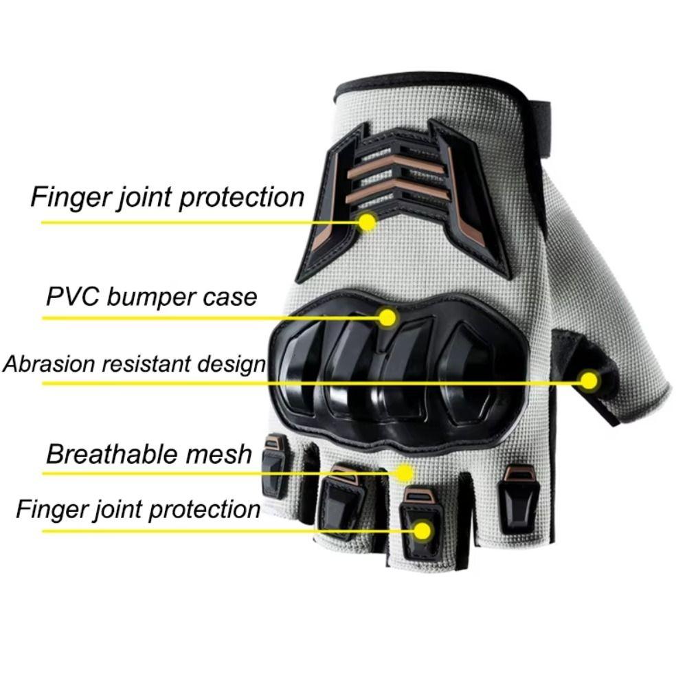 1 Pair Half Finger Motorcycle Gloves Anti-fall Anti-slip Cycling Gloves Wear-resistant Breathable Driving Gloves