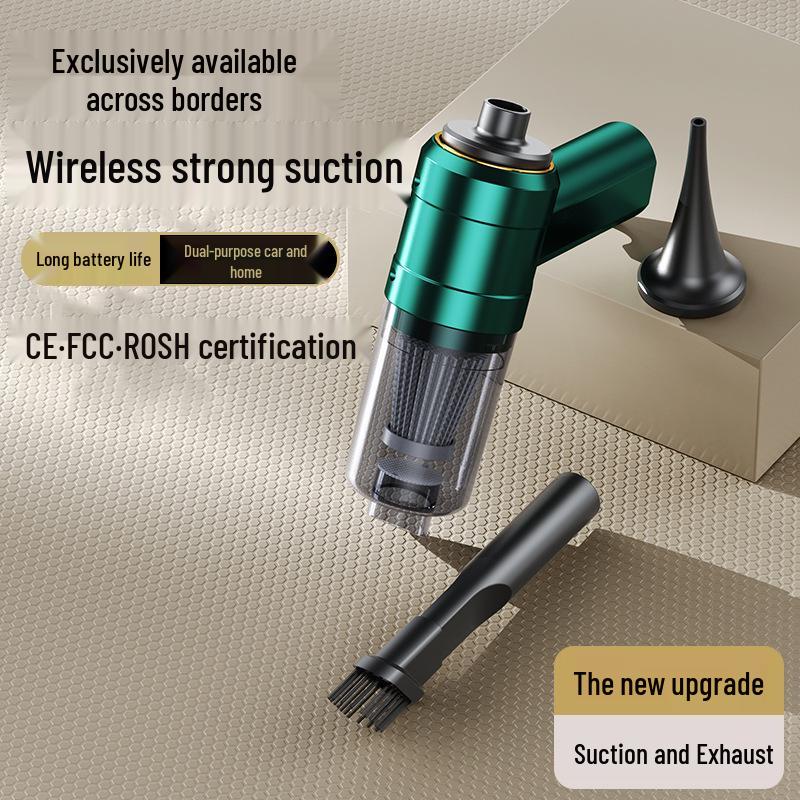 

Rechargeable Wet/Dry Dual-Use Handheld Car Vacuum Cleaner Low Power Suction and Blowing Vacuum зелений