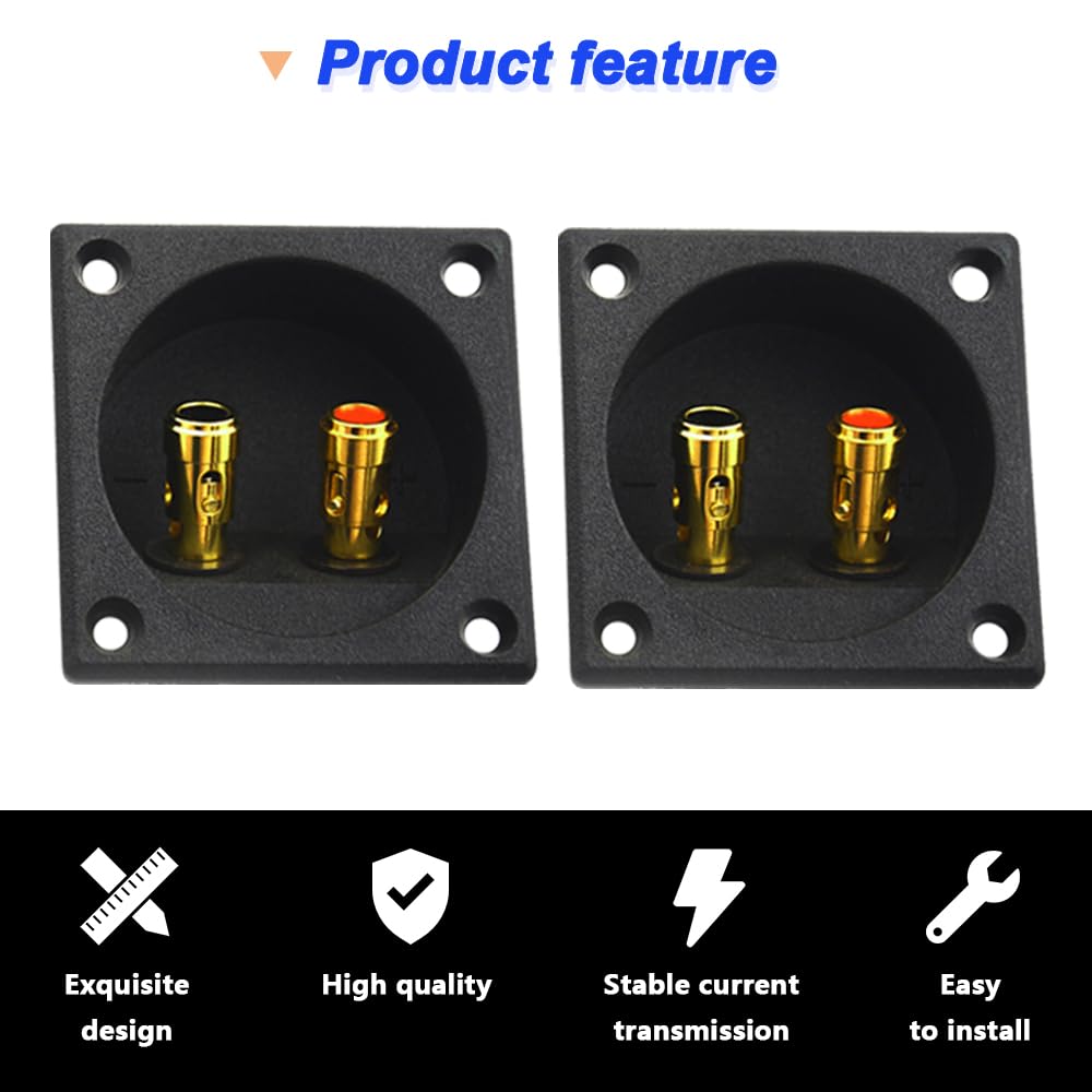 Xiatiaosann Speaker Box Terminal Round Push Spring Double Binding Post Speaker Terminal with Subwoofer Basket Closed Screw Type Banana Screws Cups,