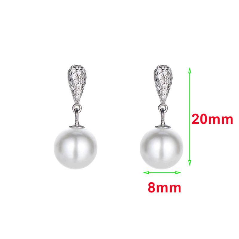 INZATT Real 925 Silver Full Zircon Water Drop Pearl Pendant Stud Earrings for Women OL Fine Jewelry Luxury Accessories