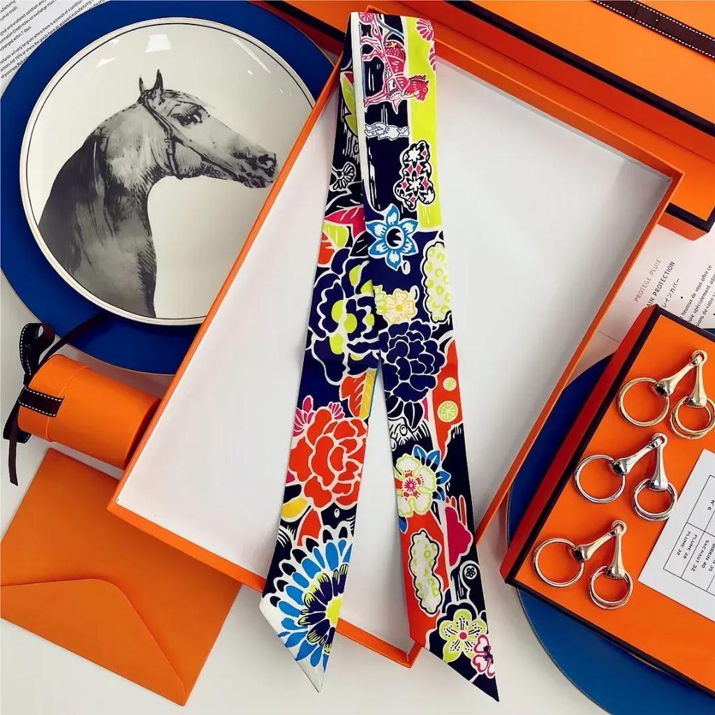 100% Mulberry Silk Ribbon Long Hair Bows Scarf Headscarf Fashion Hair Ties Ribbons Multifunctional Headband Bandana Hair