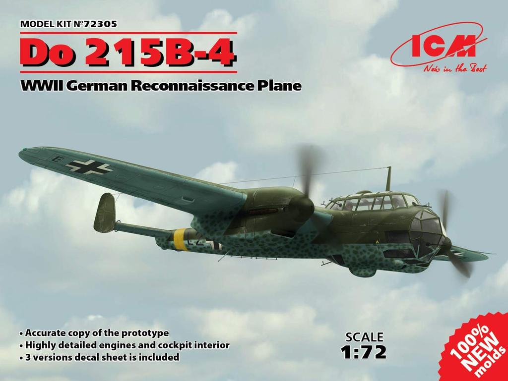 ICM 1/72 scale German Air Force Dornier Do215B-4 Twin-Engine Reconnaissance Plane Plastic Model Kit 72305