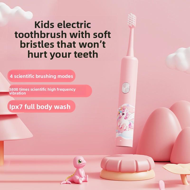

Children s Electric Toothbrush Gifts Cute Cartoon Soft Hair Electric Toothbrush Intelligent Timing Sonic Electric Toothbrush 6 brush heads