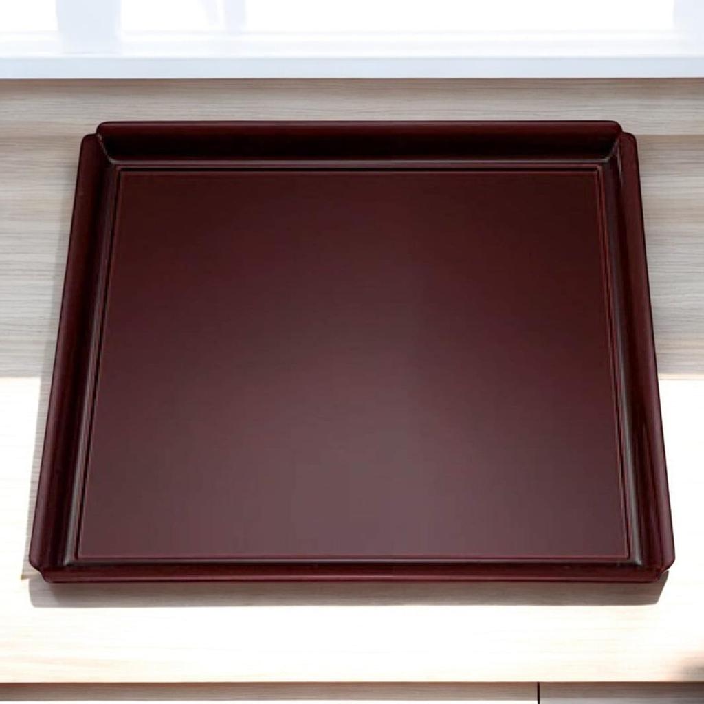 Square Mokko Tray Black with a Lacquerware Made In Japan J-kitchens (30cm), Bishamon-style Bottom, (ABS Resin),