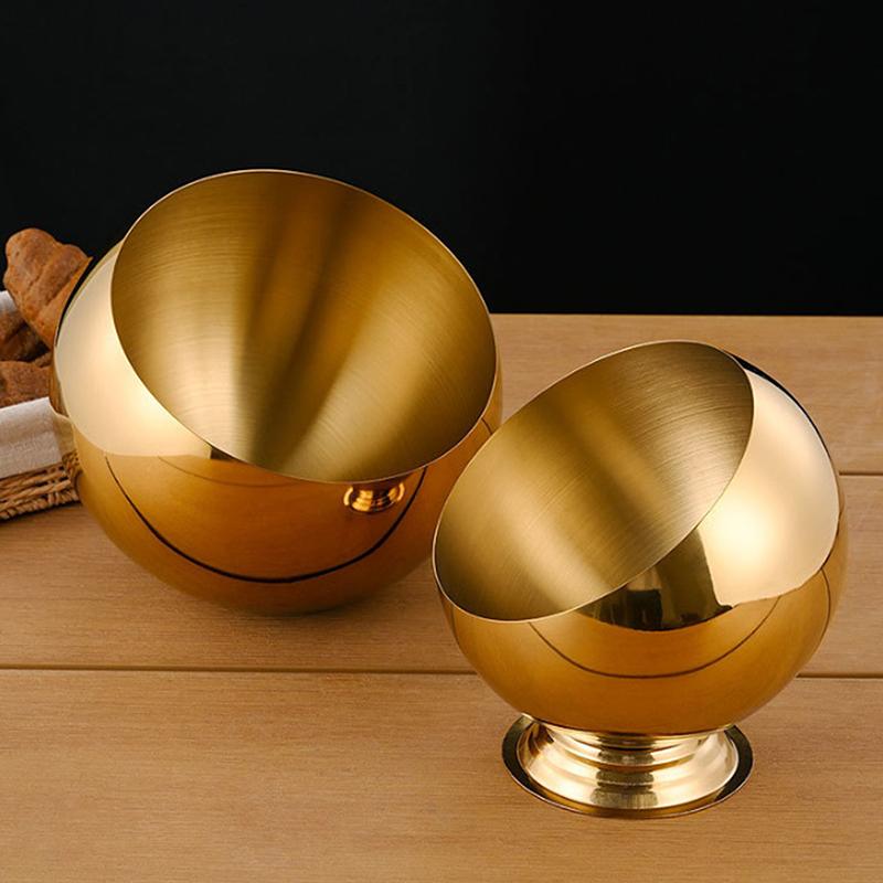 Edelstahl Schüssel mit schrägem Rand und Deckel Hot Pot Buffet Würzkorb Schüssel Glas Behälter Salat Kugel-Schüssel