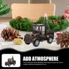 Mini Santa Claus Driving Tractor with Christmas Tree Operated Light Up Tabletop Scene Prop for Holiday Home Office Decor