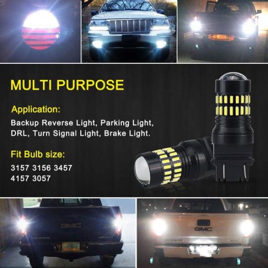 2X White 3157 48H LED Tail Brake Stop Backup Reverse Turn Signal Light Bulb EXV