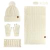 Womens Knit Hat Scarf Gloves Set Touchscreen Winter Warm Fleece Lined Solid Color
