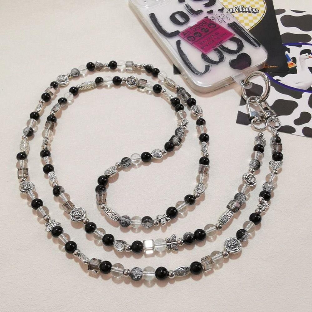 Love Heart Beaded Crossbody Phone Chain Anti Loss Phone Neck Straps  Mobile Phone Pendant