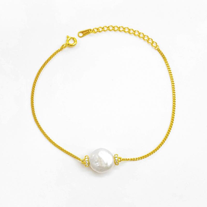 Meier Natural baroque pearl bracelet - women s s925 sterling silver exquisite high-end bangle 925 silver