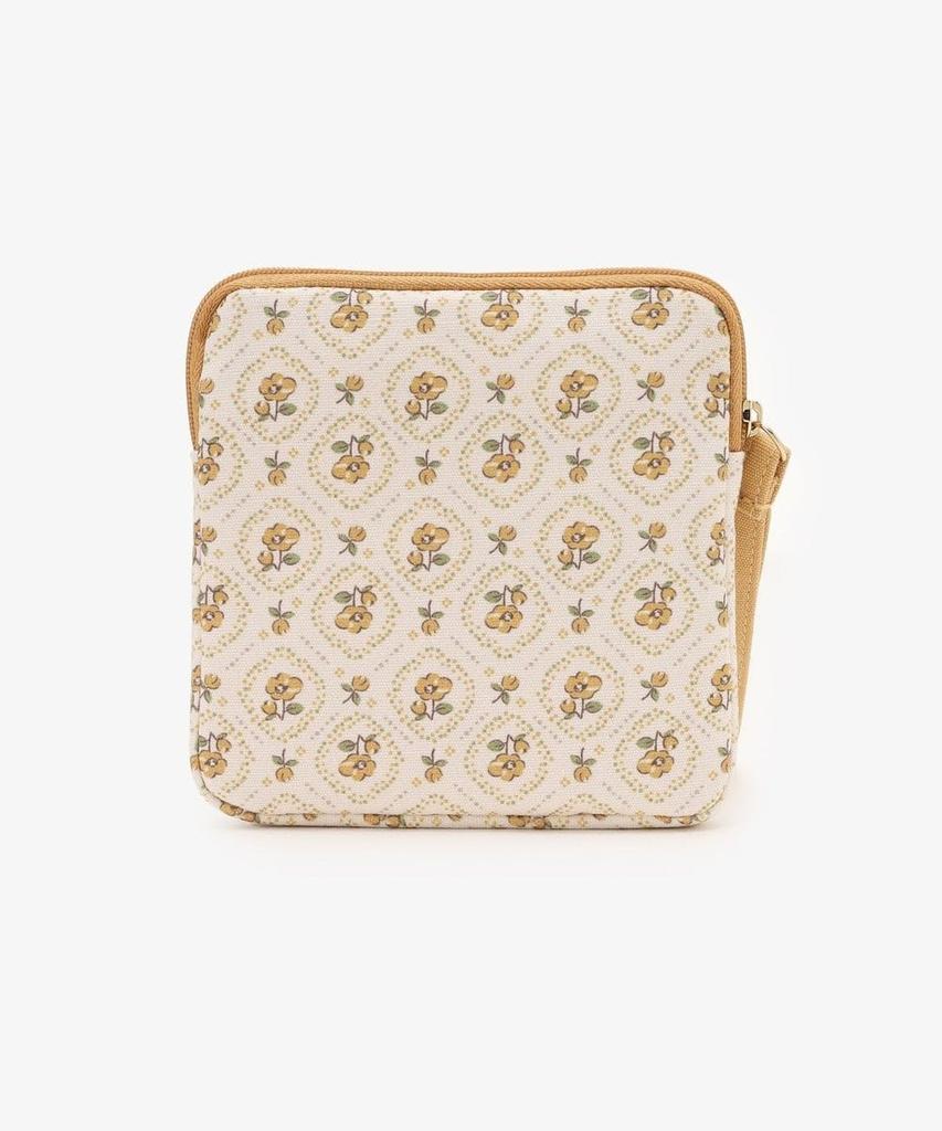 Afternoon Tea Living JQ96 Retro Flower Square Yellow Pouch,