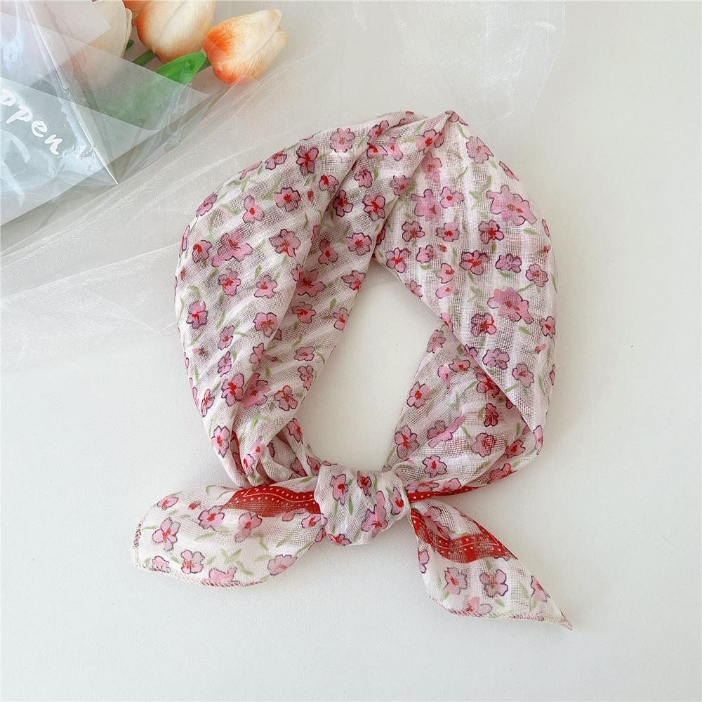 Eșarfă pătrată mică din bumbac și in Eșarfă din mătase Primăvară și toamnă pentru femei Stil nou artistic și versatilă la modă Esarfă cu bentiță cu temperament