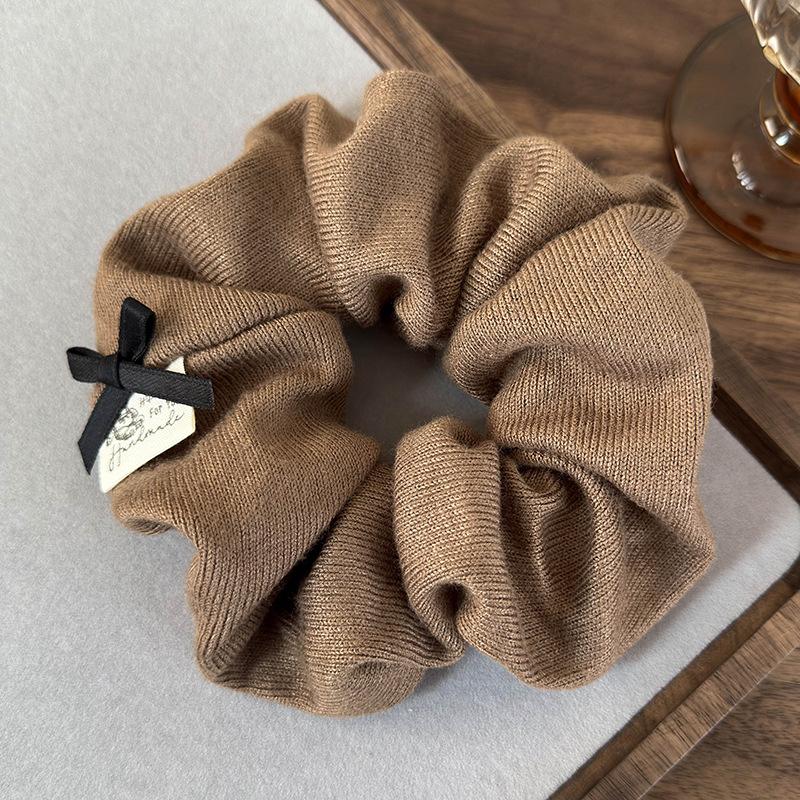 Retro Bows Soft Cotton Hair Scrunchies Fashion Woolen Knitting Headbands Girls Sweet Head Rope Womens Tie Ponytail Rubber Bands