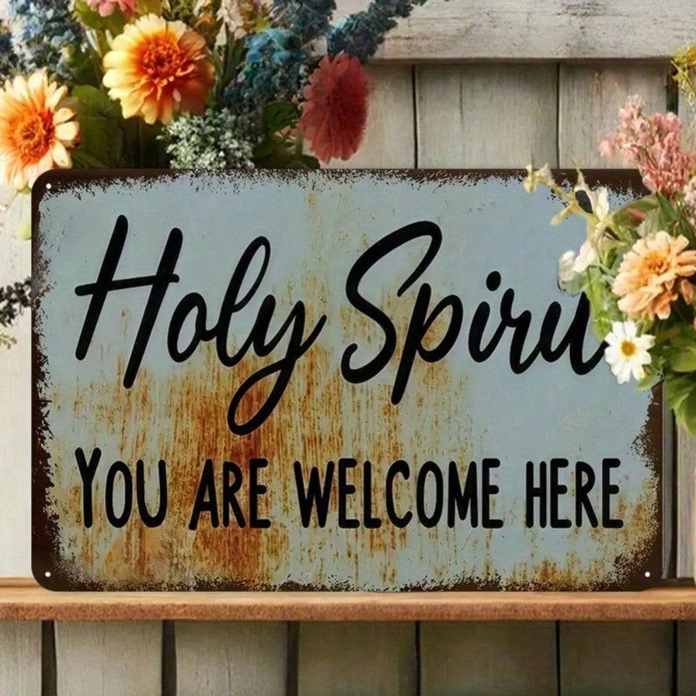 Vintage Religious Metal Tin Sign Welcome Quote Christian Wall Art 8x12 Inches