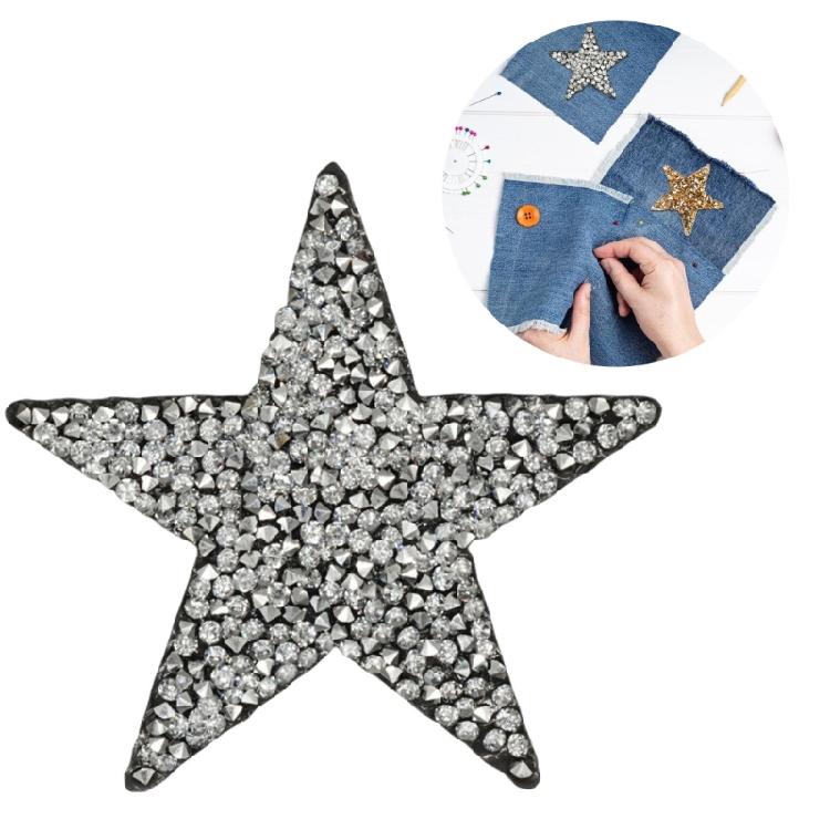 24Pcs Rhinestones Star Iron On Patches for Jeans Hat Bag Embellishment Clothing Decoration, Clothes Fabric Repair
