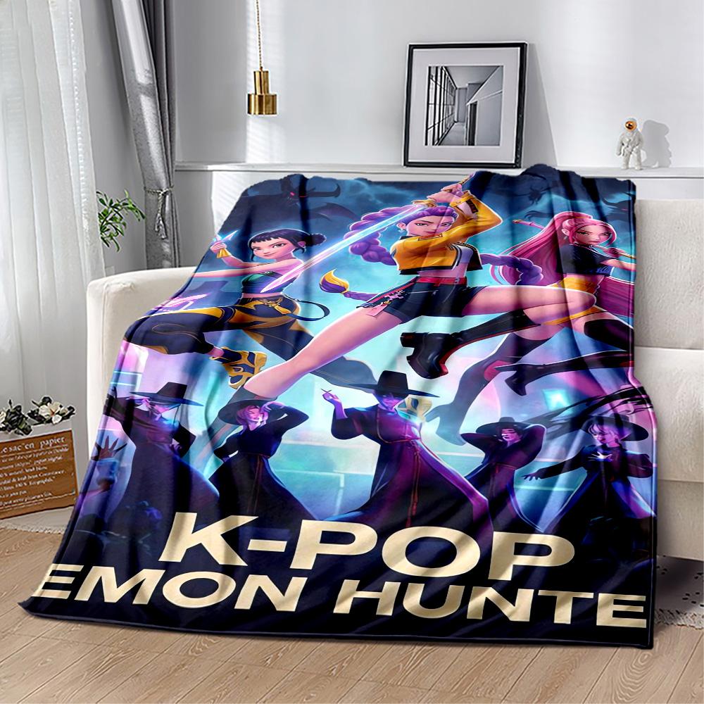 1pc K-Pop Demon Hunters Blanket Comfortable Soft Lightweight Multi Seasonal Blanket Travel Camping Picnics Sofa Office bedroom Perfect Gift Friends