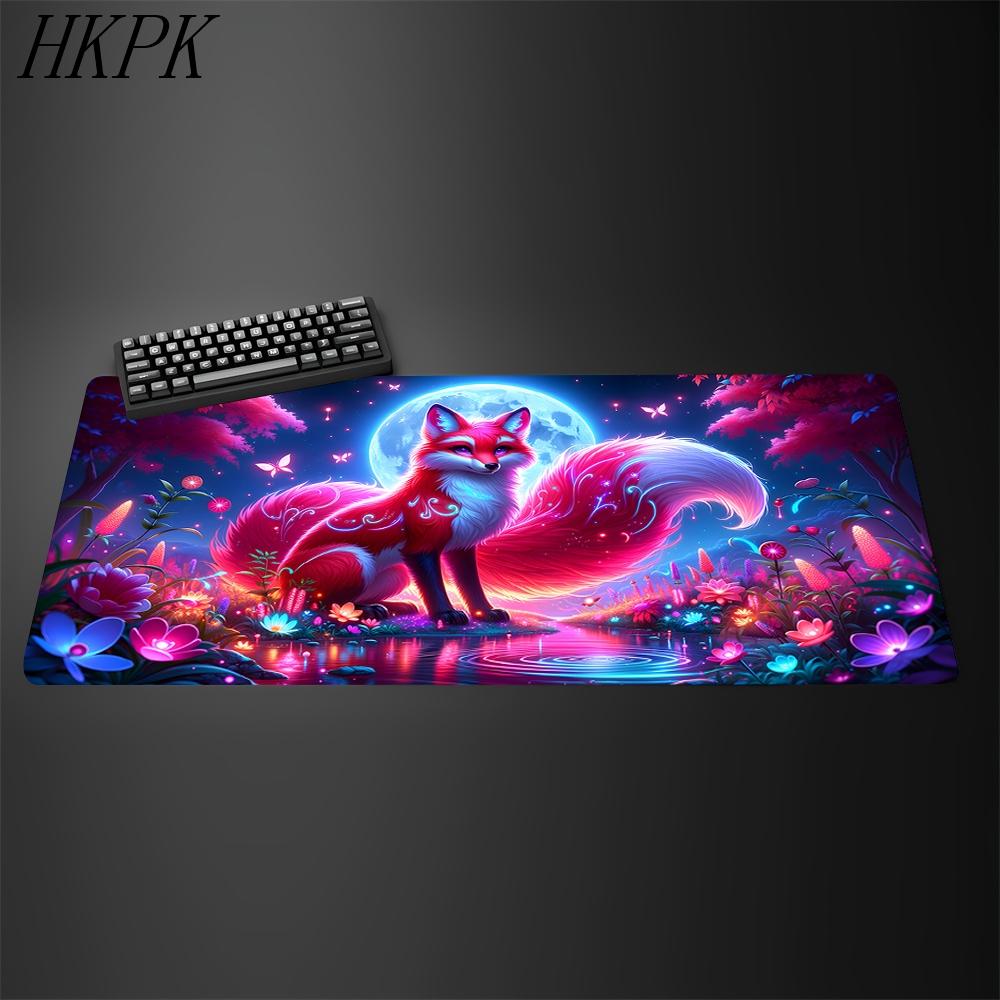 Large Cute Anime Pink Fox Desk Mat Mouse Pad Gaming Gamer Speed Table Mat Office Accessories Keyboard Laptop NonSlip Mousepad