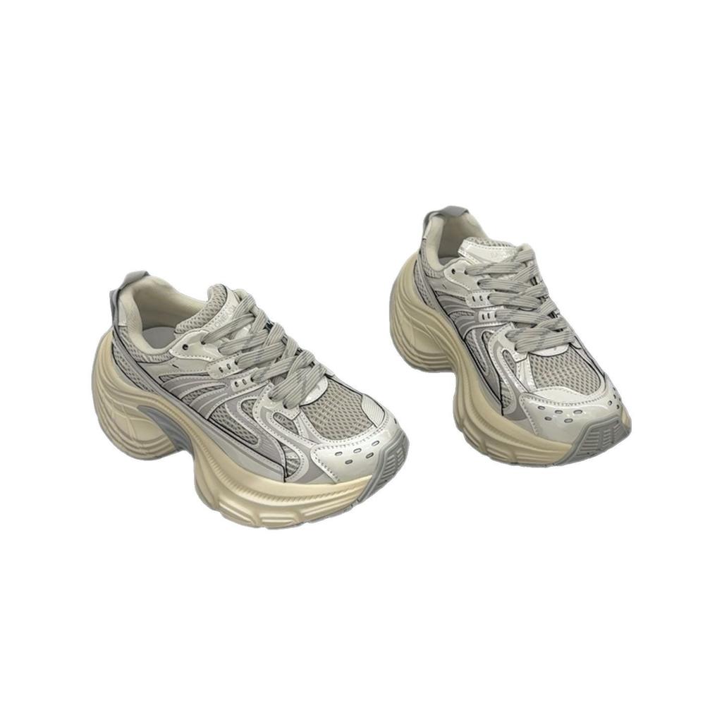 European Thick-soled Heightening Casual Shoes Women's Shoes 2025 Spring New Versatile and Thin Muffin Bottom Sports Dad Shoes Tide