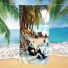 1 Stück Skurriles Panda Strandtuch - Superweiche Mikrofaser, Schnelltrocknend, Tropischer Palmen- und Meeresdruck, für Reisen, Yoga, Camping, Schwimmen