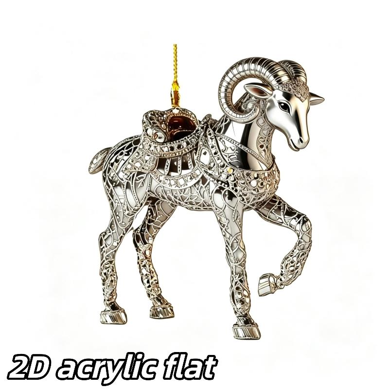 1Pcs Sheep Shaped Flat Acrylic Car Rearview Mirror Hanger Aesthetic Pendant for Auto Interior Home Shelf Decor