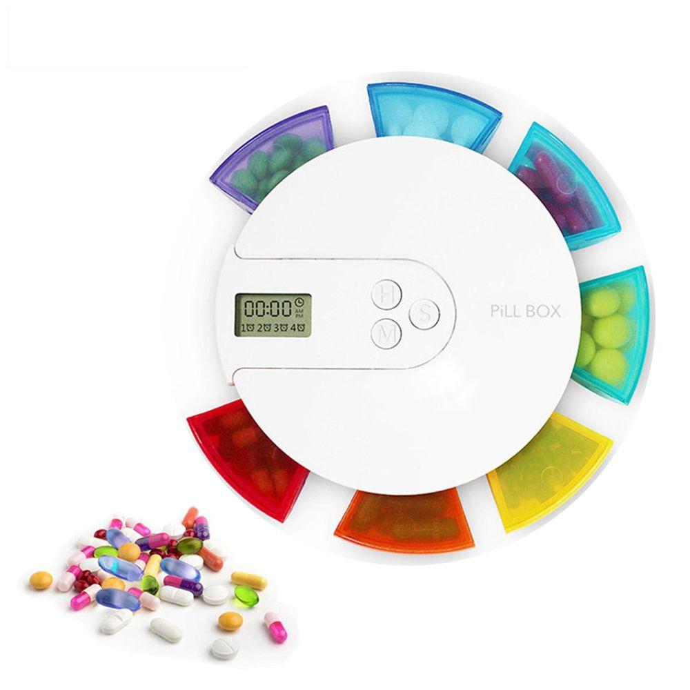 

Electronic Round Container Lightweight Pill Box Pill Organizer Medicine Case Tablet Dispenser