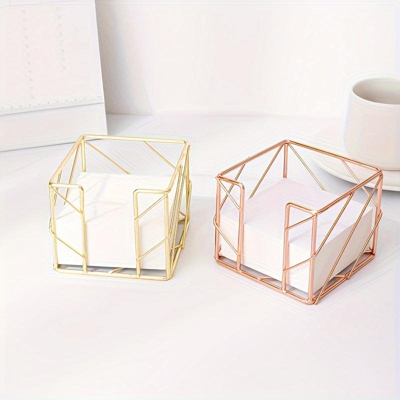 1Pc Hollowed-out Ironwork Rose Gold Note Box Metal Hard and Not Easy To Damage Desktop Office Storage Box