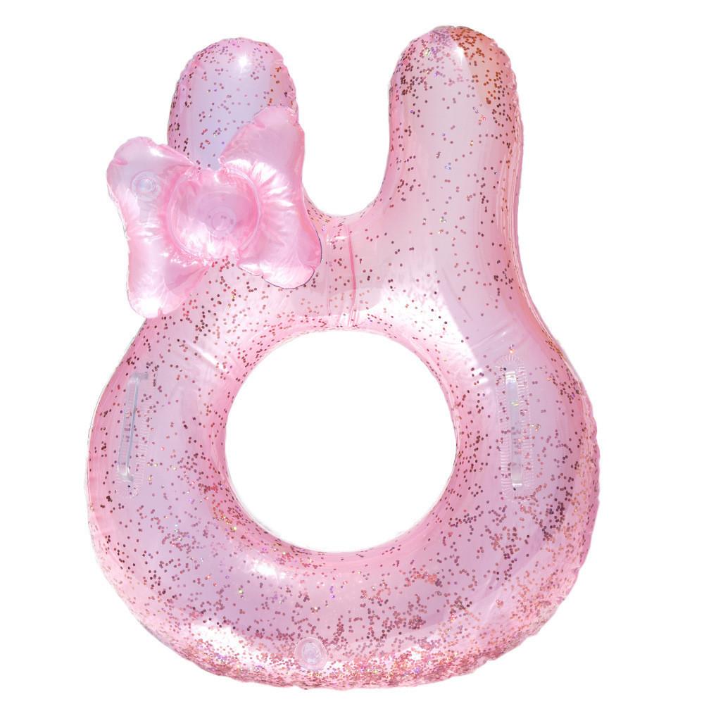

Swimming Ring Childrens Thickened Cartoon With Handle And Glitter Rabbit Pink NO.60(10-25KG)
