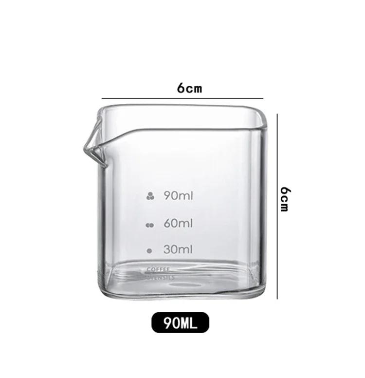 

Питчер квадратный с одним носиком, мерный стакан для молока 90/120 мл, стаканчики для эспрессо для дома, детали, кружка из прозрачного боросиликатного стекла