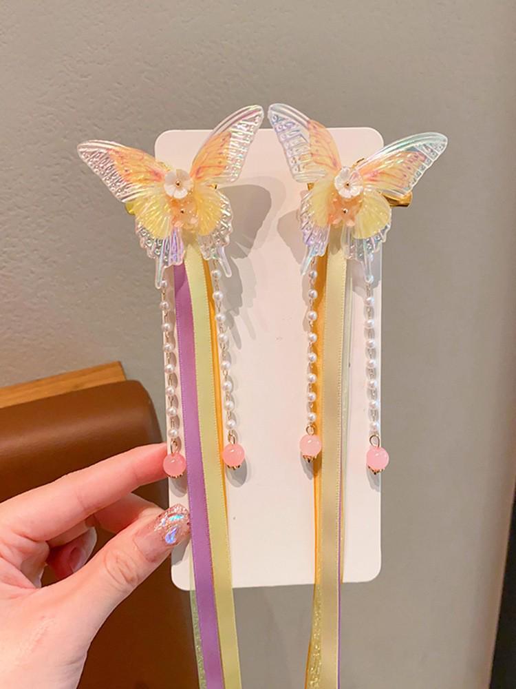 Mid-Autumn Hanfu Fairy Hair Clip - Women's & Children's Ancient Style Floral Tassel, Sweet Accessory for Girls