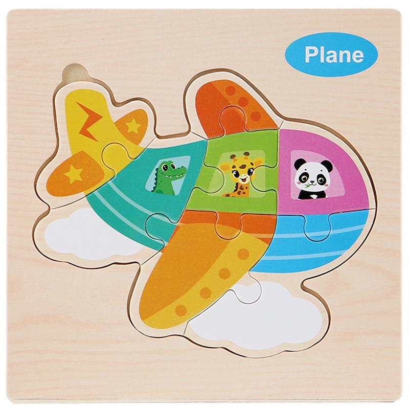 Wooden Cartoon Animal & Transport Puzzle for Toddlers, Educational Toy for Ages 2-3