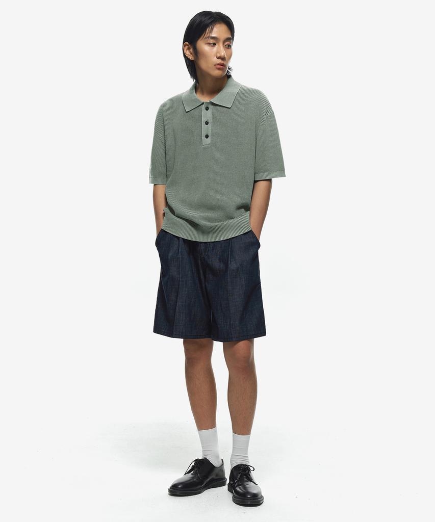 Sekeonmonollogeu Washed Hachi Polo Half Knit [Mint]_Sekt022Mint