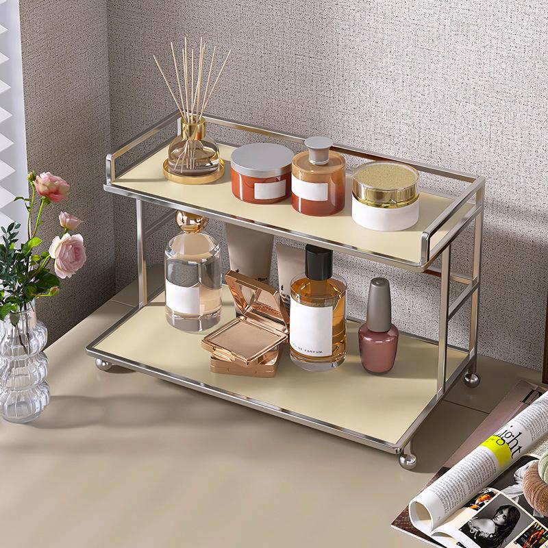 Metal Desktop Layered Storage Rack, Double-Layer Desk Rack, Water Cup And Coffee Cup Storage Rack, Cosmetics Storage Rack
