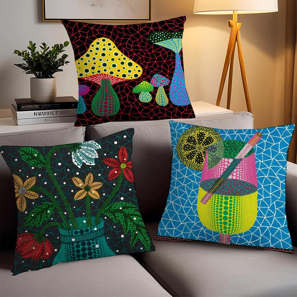 Aesthetic Art K-Kusama Y-Yayoi Pillow Case Office Cushions Suitable For Sofa Car Bedroom Decorative Cushion Cover