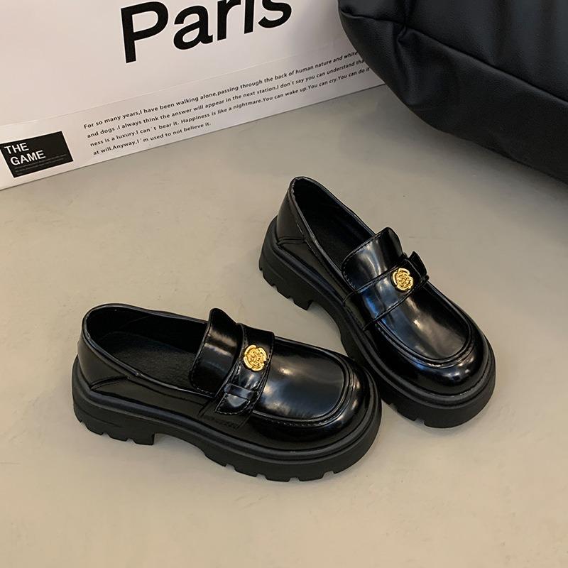 Muffin Thick-soled Heightening Women's Shoes Spring New Small Leather Shoes Genuine Leather Mary Jane Single Shoes